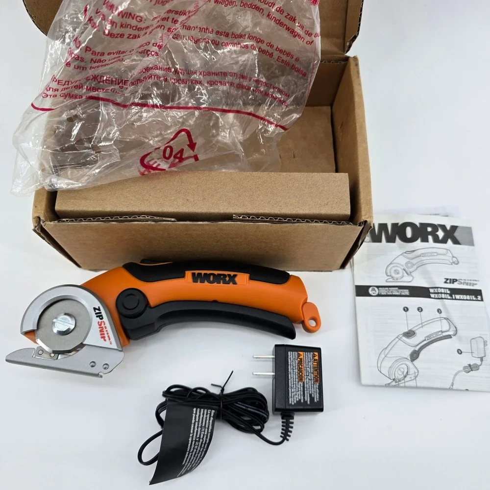 Worx ZipSnip Cordless Electric Scissors 4V Rotary Cutter Orange WX081L.1 NEW